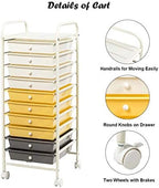 Giantex 10 Drawer Rolling Storage Cart Scrapbook Paper Office School Organizer (Beige+Yellow+Grey) - Image 7