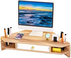Triangle Monitor Riser,Cut Triangular Computer Monitor Desktop Corner Stand,Desktop Corner Shelf With Drawers Wooden Computer Stand With Storage Laptop Risers Office Organization. by KUAIYU