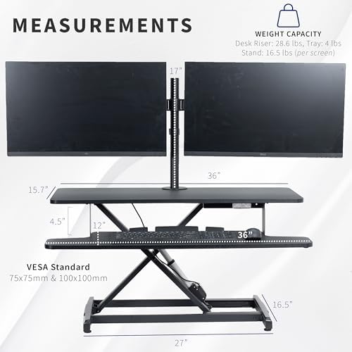 VIVO Black 36 inch Desk Riser with Dual Monitor Mount, DESK-KIT-VE36B2 - Image 3