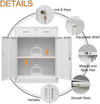 Wanfu Metal Storage Cabinet, Locking Cabinet with 1 Drawer and Adjustable Shelf, 36" H x 28" W x 16" D Steel Storage Cabinet for Office, Garage, Home-White - Image 5