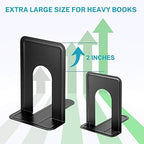 MaxGear 8.5 in Extra Large Heavy Duty Book Ends, Black Metal Bookends - Image 2
