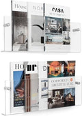 2 Pack Clear Acrylic Magazine Holder, Wall Mount Hanging Bookshelf Literature Storage Rack, Brochure File Display Shelf for Waiting Room, Living Room, Office, Home by XOHYW