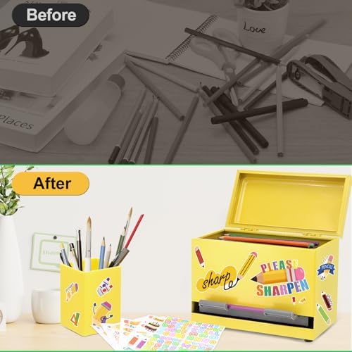 Pencil Dispenser for Classroom & Pencil Holder for Desk with 5 PCS Stickers - Image 6