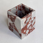 Natural Marble Stone Square Storage Container Empty Vessel Holder Cup for Candle/Pens/Sundries Items (Calacatta Red) by StonePlus