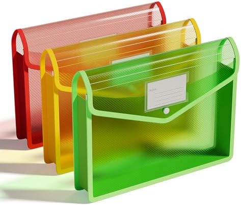 ThinkTex Plastic Expanding File Folders, Transparent Envelopes with Snap by ThinkTex
