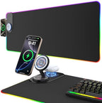 TARKARI Gaming Mouse Pad Wireless Charging - Desk Mat Magnetic Foldable Phone Stand by Home