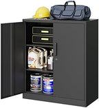 MIIIKO Metal Storage Cabinet with Locking Doors, Black Metal Cabinet with Lock for Home Office, Garage, Utility Room, Kitchen and School by MIIIKOOfficeFurniture