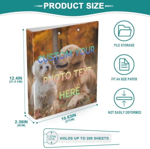 Custom Photo Text 3 Ring Binders 1.5 Inch Personalized Pictrue Three Ring Binders Versatile Binder for Work School Office Supply 2 Pack - Image 5