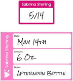 Name Bubbles - Reusable Baby Bottle Labels for Daycare (20 Labels) - Kids Washable Name Tags for Bottles, Sippy Cups, & Snack Containers, Waterproof, Baby Name Stickers, Write-On (Doodle Hearts) by NameBubbles