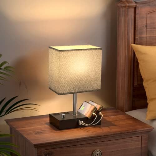 Bedside Table Lamp for Bedroom Nightstand - Stepless Dimmable, 2 AC Outlets - Image 6