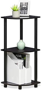 Furinno TURN-N-TUBE Corner Shelf, 3-Tier Corner Bookshelf, Display Storage Shelves with Open Shelves, for Organization and Storage, Living Room, Home Office, Garage, Dark Walnut - Image 6