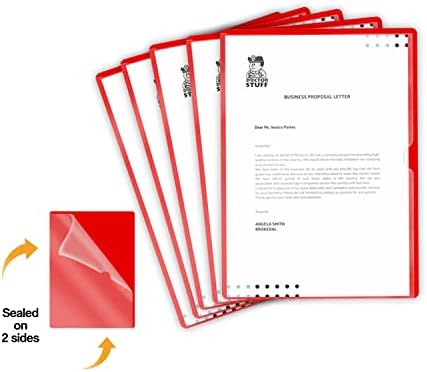 Red Vinyl Folders, Heavy Duty Plastic Folders with Clear Front Pocket, Doctor Stuff, Letter Size L-Type Document Holder for Home, Office and Medical, Pack of 100 - Image 2