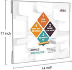 NIUBEE Acrylic Sign Holder 14x11 Inches Horizontal, Clear Plastic Wall Mount Sign Holder Poster Paper Holder with Double Sided Adhesive Tape for Office, Home, Store, Restaurant-No Drilling(6 Pack) - Image 2
