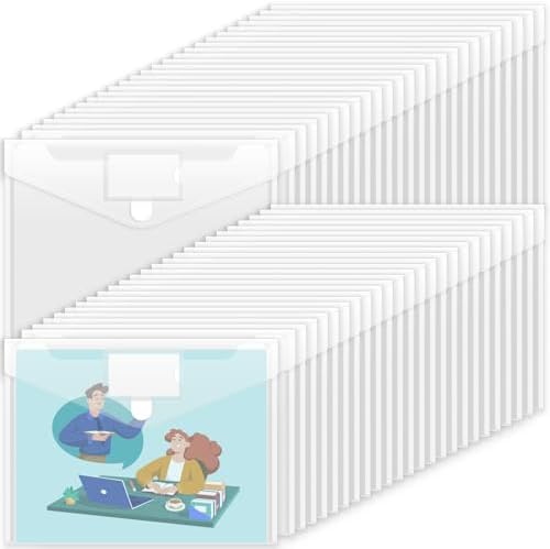 Sooez 50 Pack Plastic Envelopes Poly Envelopes, Clear Document Folders by Sooez