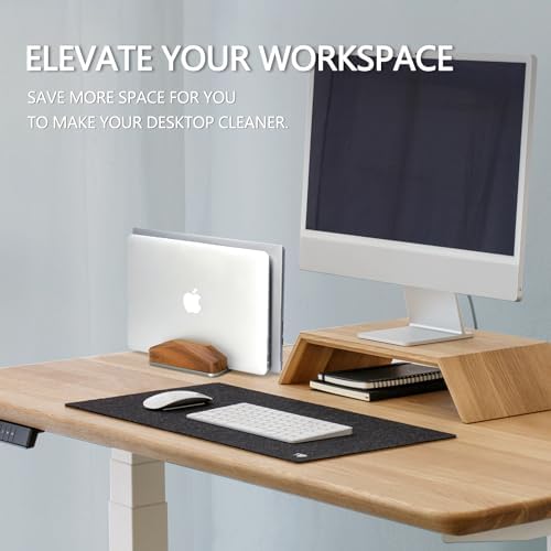 GEVO Dual Laptop Holder Vertical Laptop Stand, Natural Wood, Adjustable Dock, Wooden Laptop Stand, Vertical Laptop Holder for Desk, Widen Dock Fits All MacBook/Surface Pro 2 Devices (Black Walnut) - Image 4