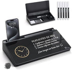 TOWON Compact Glass Desktop Whiteboard with Storage 12x7 in, Black by TOWON
