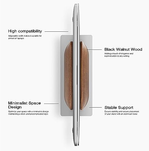 UPERGO Vertical Laptop Stand, Minimalist Wood Holder for MacBook, Walnut - Image 2