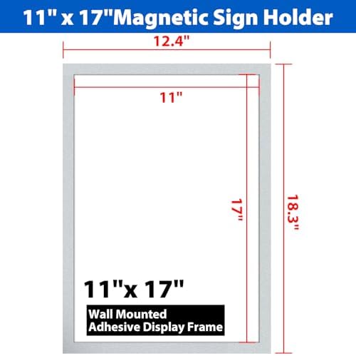 11" x 17" Magnetic Sign Holder, Self-Adhesive Double-Sided Display Frame for Glass, Window, Door, Wall – Magnetic Poster & Document Holder, 20 Pack, Silver - Image 3