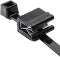 HellermannTyton 156-00589 Cable Tie and Edge Clip, 50lb, 8.0" Long, EC5A, Panel Thickness .04"-.12", PA66UV, Black, 100/bag by Hellermann+Tyton
