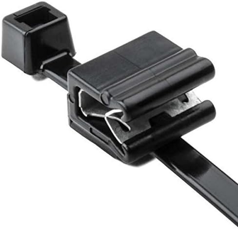 HellermannTyton 156-00589 Cable Tie and Edge Clip, 50lb, 8.0" Long, EC5A, Panel Thickness .04"-.12", PA66UV, Black, 100/bag by Hellermann+Tyton