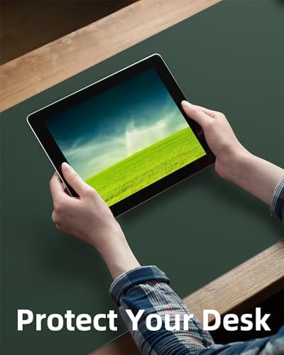 Leather Desk Pad Protector,Mouse Pad,Office Desk Mat, Non-Slip PU Leather Desk Blotter,Large Desk mat,Waterproof Keyboard mat for Office/Home/Decor (Dark Green,48" x 24") - Image 3