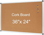 DEVELOP 36x24 Inch Cork Board Bulletin Board, Wall Mounting Pin Memo Notice Cork Board with Silver Aluminium Frame for Office, Home, and Classroom, Includes 10 Push Pins by DEVELOP