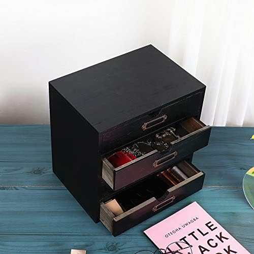 Small Wooden Drawers Wooden Box with Drawer Black - Image 5