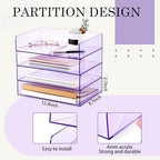 Harloon 4 Tier Paper Organizer Clear Purple Letter Tray Acrylic File Tray - Image 2