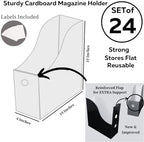 Evelots Magazine File Holder - Set of 24 Floral - Office Desk Organizer - Sturdy Cardboard - New Upgraded Double Front Panel for More Stability - Full 4 Inch Wide - Easy Assemble - Image 4