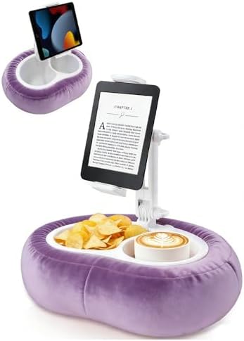 Miledi Tablet Pillow Stand for Bed with Detachable Snack Bowl, Purple by Miledi