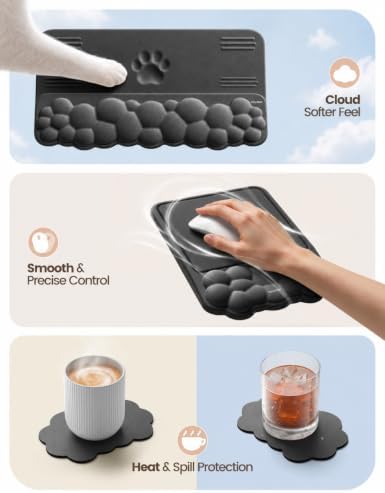 Vaydeer Keyboard Riser and Mouse Pad with Wrist Rest Set, Coaster Included - Image 5