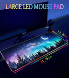 RGB Gaming Mouse Pad, Large Mousepad with Led Light, Gaming Accessories Keyboard Pad for Desk, Non-Slip Rubber Base Big Mouse Mat for Gamer, 31.5 X 11.8 Inch, Moon Starry Sky - Image 4