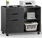 DUMOS File Cabinet with 3 Drawers, Wood Under Desk Storage Printer Stand by DumosLifestyle