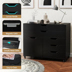 DREAMADE Rolling File Cabinet, 5-Drawer Filing Cabinet, Black - Image 6