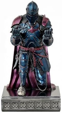 Medieval Armored Knight Pen Holder Figurine Paperweight Phone Stand Blu&Pur - Image 6