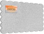 Lightomorrow Scalloped Bulletin Board, 36 x 24 Inches Felt Pin Board - Decorative Cork Alternative for Wall, Foldable Picture Self-Adhesive Vision Prayer Board with 20 Pushpins - Light Gray by Lightomorrow