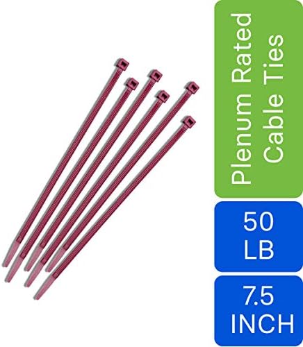 Nylon Cable Zip Ties [Pack of 100] – 7.6 in., 50lb., Burgundy, Plenum Rated Heavy Duty Zip Ties | Cable Organizers - Image 6