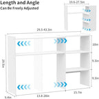 Aetheris Desktop Bookshelf, 43”Adjustable Office Desktop Organizer Shelf, Countertop Storage Hutch with 4 Shelves for Computer Desk, Adjustable Desk Hutch, Wooden Desktop Bookcase - Image 3