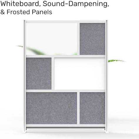 Workflow Modular Wall | Room Divider with Whiteboard, Sound Dampening, & Frosted Acrylic Panels | Expandable Office Partition for Privacy & Stability (53" x 70") - Image 3