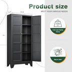 Letaya 71" H Metal Storage Cabinet with 2 Doors and 4 Shelves,Tall Kitchen Pantry Cabinets,Utility Pantry Organizers for Cupboard/Dining/Bathroom/Home Office/Garage (Black, 71" H x 16" D x 32" W) - Image 2