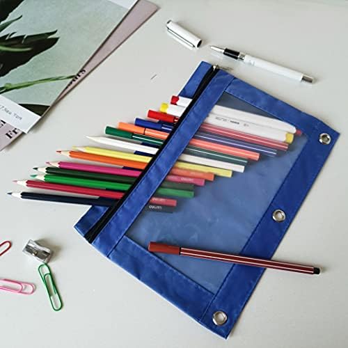YoeeJob Binder Pouches for 3 Ring Binder, Pencil Pouch Pen Holder Case with Clear Window, Zipper Stationery Bag for School Class Office,24 Pack, Blue - Image 2