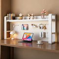 Desk Shelf-Includes a Pegboard and 31-Piece Storage Set, Desk Shelf Organizer for Top of Desk, Desk Hutch for Office & Home Office&Dorm (2-Tier White Frame + White Board 53.2×9.8×26") by Unknown