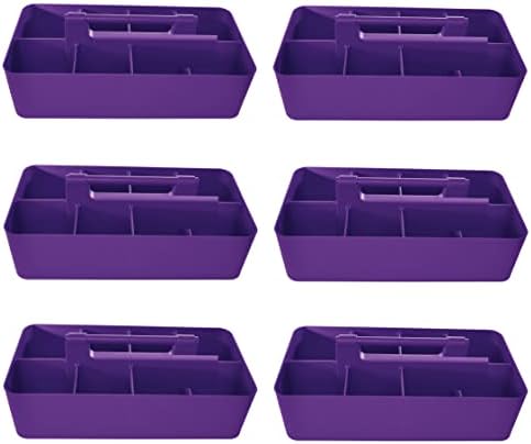 -Large Portable Caddy, DIY Dividers, 8 Compartments, School Office Supplies Home Business Organizer Portable Basket with Handle Made in USA (6 PACK, Royal Purple) by EnjoyOrganizer