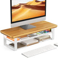 Monitor Stand Riser, 24 Inch Computer Monitor Stand for Desk, 2-Tier Wood Desk Shelf Organizer with Storage, Desktop Stand for Laptop/Screen/PC/Printer, Ergonomic Home Office Monitor Stand by NestNeatHome