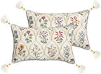 ISAENNE Designer Linen Throw Pillow Cover,Set of 2,20"x12"-Serenity B by Isaennehomedecoration