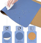 BLESWIN Large Desk Pad, 47.2'' x 23.6'', Office Desk Mat, Computer Mat for Desk, Leather Desk Pad Protector, Sewing Desk Blotter, Desktop Writing Pad for Office/Home/Decor Lake Blue - Image 2