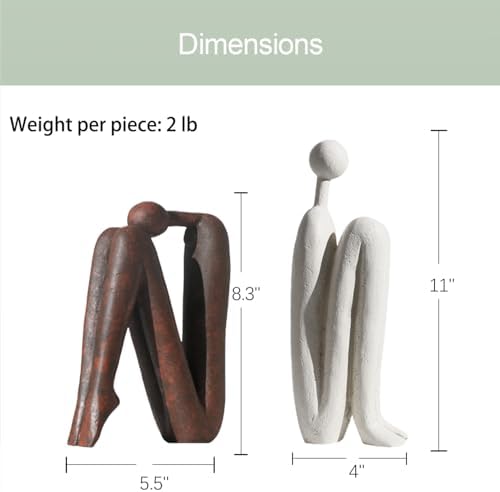 BANOMII Decorative Bookends for Heavy Books, Thinker Statue Book Holders for Shelves & Office Desk, Abstract Decor Aesthetic Book Ends Stoppers, Modern Bookshelf Decoration - Image 5