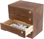 Wooden Desktop Storage Box with Lockable Drawers, Office Supplies Receipt File Organizer, Flat File Cabinet (Walnut) - Image 6
