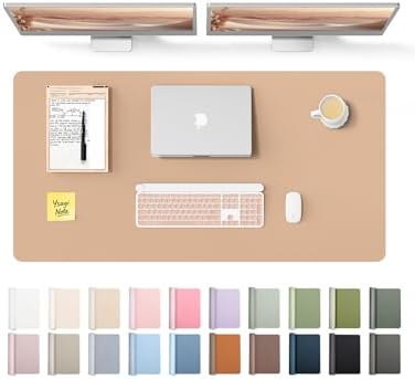 YSAGi Leather Desk Protector, Office Mat, Large Mouse Mat, Non-Slip PU Leather Blotter, Laptop Desk Mat, Waterproof Writing Pad for Office and Home (Latte, 47.2" x 23.21") by YSAGi