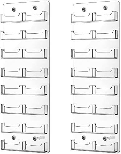 Lincia 2 Pcs Acrylic Business Card Holder, 59.5x20cm, 16 Pockets Vertical by Lincia